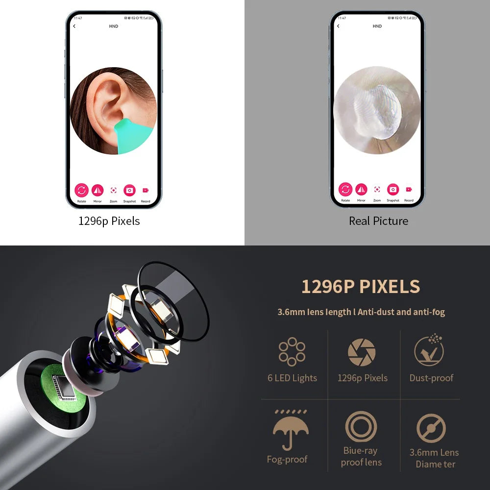 Smart Visual Ear Cleaner with Camera 1296P