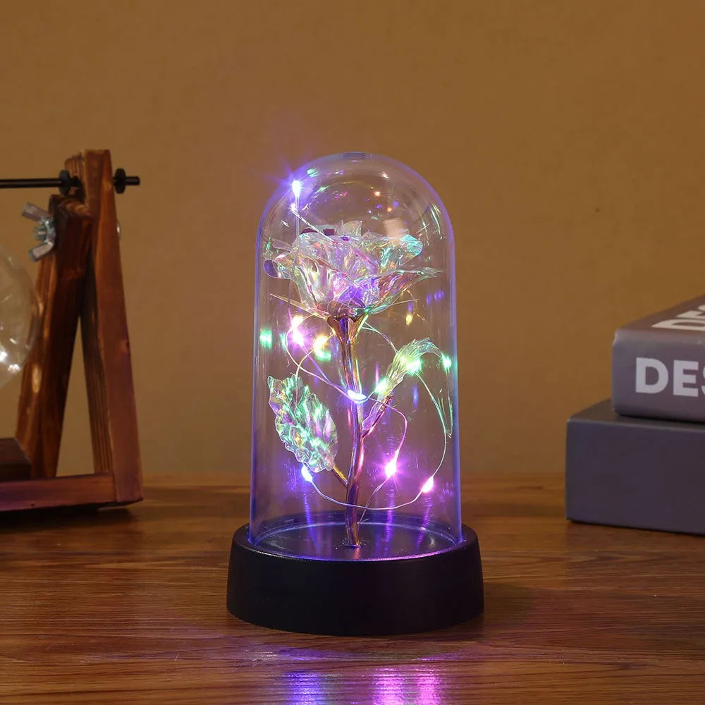 LED Enchanted Galaxy Rose With Fairy Lights in Dome