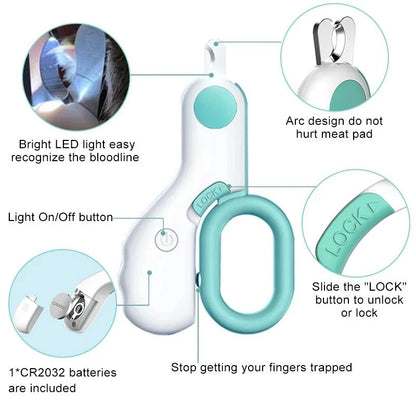 LED Light pet Nail  Trimmer with Safety Lock