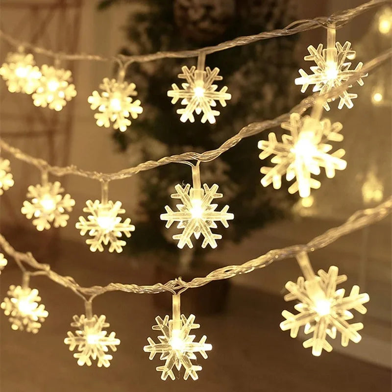 Snowflake String Garland Fairy Lights USB/Battery Powered Christmas Tree