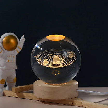 3D Planet Moon Galaxy Crystal Ball Lamp