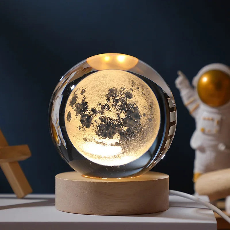 3D Planet Moon Galaxy Crystal Ball Lamp