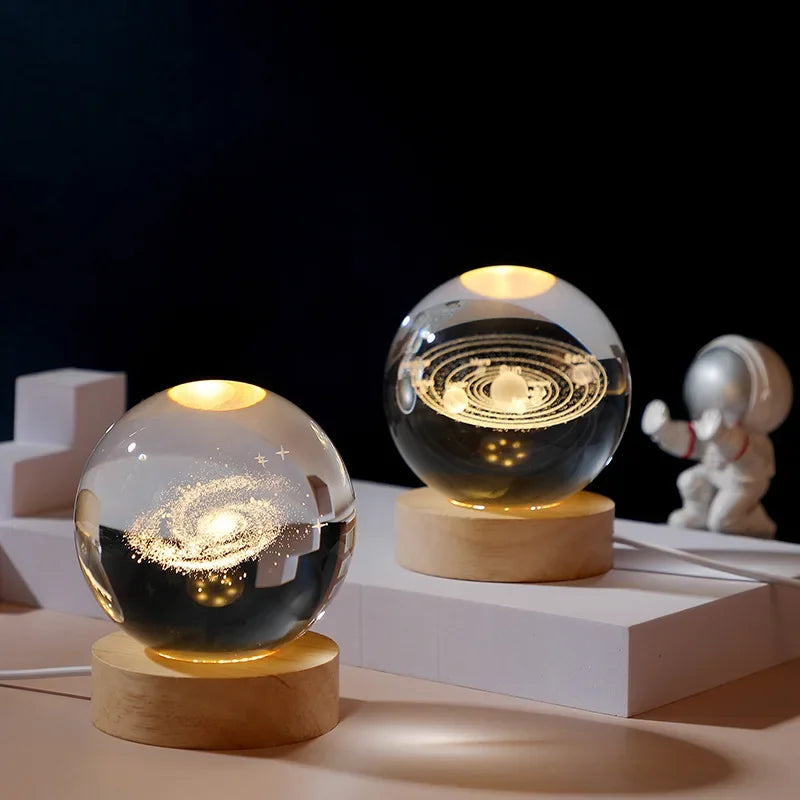 3D Planet Moon Galaxy Crystal Ball Lamp